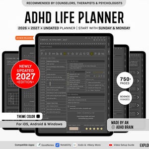 ADHD Digital Planner, Daily ADHD Planner, Adult ADHD Planner, 2027 Digital Planner, Neurodivergent Planner,  Goodnotes Planner, adhd Planner