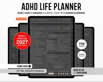 ADHD Digital Planner, Daily ADHD Planner, Adult ADHD Planner, 2027 Digital Planner, Neurodivergent Planner,  Goodnotes Planner, adhd Planner