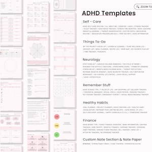 ADHD Digital Planner for Goodnotes, iPad & Android.  Adult ADHD daily planner, self care + habit tracker, based on science. Planner ADHD