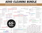 Adhd cleaning planner bundle, editable home cleaning schedule checklist, weekly, monthly, yearly cleaning, declutter, family chore chart,pdf