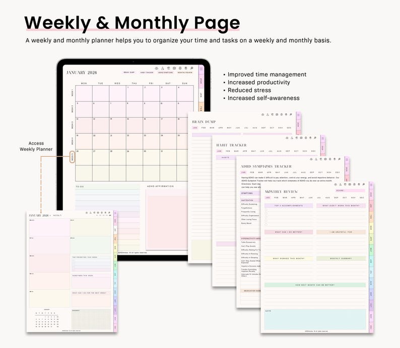 ADHD Digital Planner, Adult ADHD Planner, 2026 Digital Planner, Neurodivergent Planner, Daily ADHD Planner, Goodnotes Planner, Adhd Planner