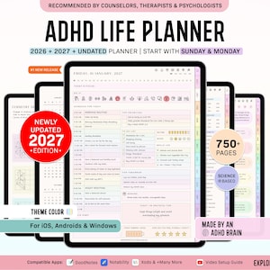 ADHD Digital Planner, Adult ADHD Planner, 2027 Digital Planner, Neurodivergent Planner, Daily ADHD Planner, Goodnotes Planner, Adhd Planner