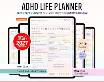 ADHD Digital Planner, Adult ADHD Planner, 2027 Digital Planner, Neurodivergent Planner, Daily ADHD Planner, Goodnotes Planner, Adhd Planner