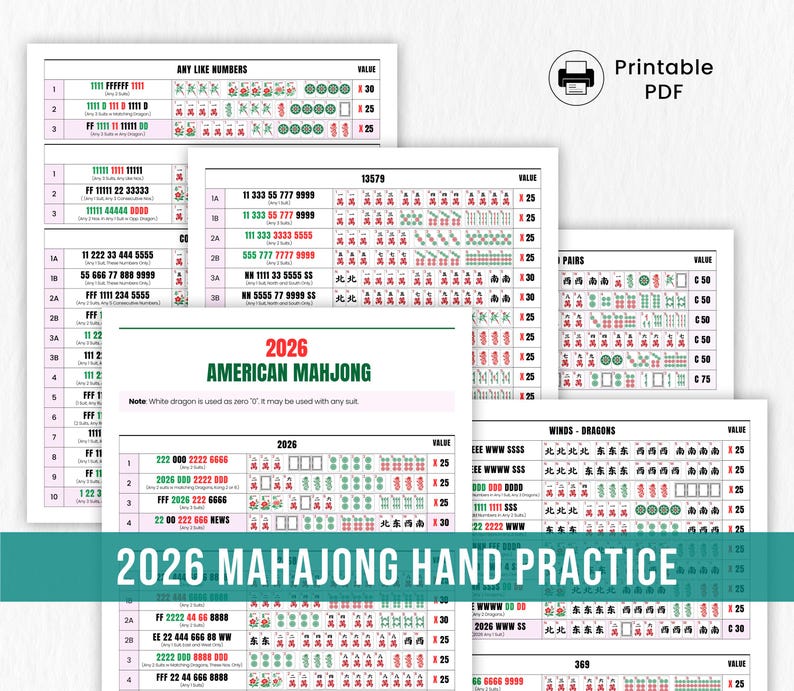 2026 American Mahjong Cheat Sheet Bundle | Mahjong Hand Tracker + Mahjong Guide + Digital Card | Beginner Strategy, Printable PDF Mah Jongg

Mahjong heat sheet,
mahjong all hands,
mah jongg strategy,
mahjong pivot guide,
mahjong bundle pdf,
mah jongg printable,
mahjong digital card,
mahjong 2026 bundle,
mah jongg 2026,
mahjong game night,
American Mahjong,
mahjong player,
mahjong 2026,

Master the 2026 Mahjong card faster with this printable American Mahjong Cheat Sheet Bundle.