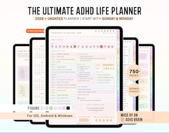 ADHD Digital Planner (made by an ADHD Coach) for Goodnotes, iPad & Android. Adhd Digital Planner, Planner Adhd, Adult ADHD daily planner