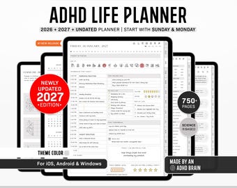 ADHD Digital Planner, Daily ADHD Planner, Adult ADHD Planner, 2027 Digital Planner, Neurodivergent Planner,  Goodnotes Planner, adhd Planner