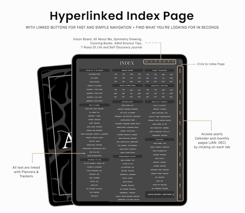 ADHD Digital Planner, Daily ADHD Planner, Adult ADHD Planner, 2026 Digital Planner, Neurodivergent Planner,  Goodnotes Planner, adhd Planner