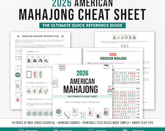 2026 American Mahjong Cheat Sheet Bundle | Mahjong Hand Tracker + Mahjong Guide + Digital Card | Beginner Strategy, Printable PDF Mah Jongg