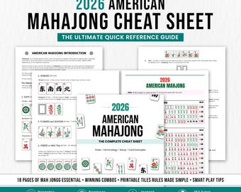 2026 American Mahjong Cheat Sheet Bundle | Mahjong Hand Tracker + Mahjong Guide + Digital Card | Beginner Strategy, Printable PDF Mah Jongg