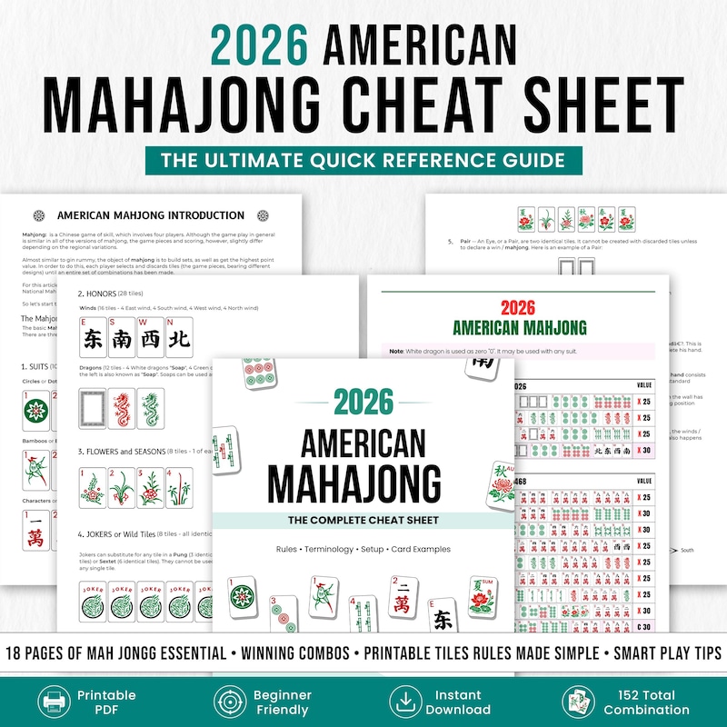 Mahjong Score Card.pdf Printable 2026 Mahjong Card Pdf - Etsy