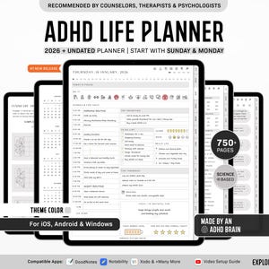 ADHD Digital Planner, Daily ADHD Planner, Adult ADHD Planner, 2026 Digital Planner, Neurodivergent Planner,  Goodnotes Planner, adhd Planner