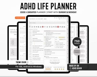 ADHD Digital Planner, Daily ADHD Planner, Adult ADHD Planner, 2026 Digital Planner, Neurodivergent Planner,  Goodnotes Planner, adhd Planner