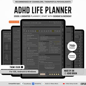 ADHD Digital Planner, Daily ADHD Planner, Adult ADHD Planner, 2026 Digital Planner, Neurodivergent Planner,  Goodnotes Planner, adhd Planner