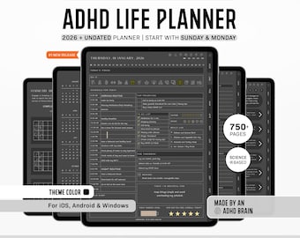 ADHD Digital Planner, Daily ADHD Planner, Adult ADHD Planner, 2026 Digital Planner, Neurodivergent Planner,  Goodnotes Planner, adhd Planner