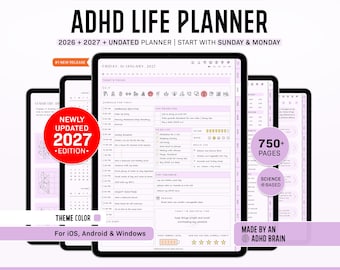 2027 ADHD Planner, ADHD Daily Planner, Adhd GoodNotes Planner, Adhd Adult Planner, Planner Adhd, ADHD Digital Planner,Adhd Life Planner