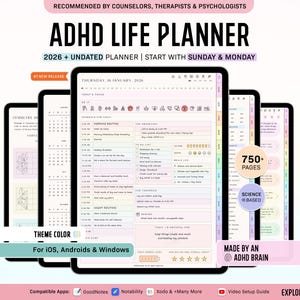 ADHD Digital Planner, Adult ADHD Planner, 2026 Digital Planner, Neurodivergent Planner, Daily ADHD Planner, Goodnotes Planner, Adhd Planner