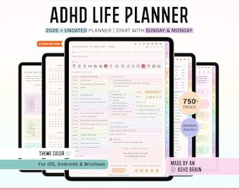 ADHD Digital Planner, Adult ADHD Planner, 2026 Digital Planner, Neurodivergent Planner, Daily ADHD Planner, Goodnotes Planner, Adhd Planner