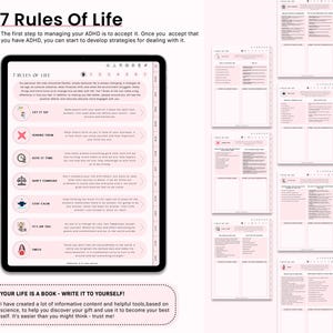 ADHD Digital Planner for Goodnotes, iPad & Android.  Adult ADHD daily planner, self care + habit tracker, based on science. Planner ADHD