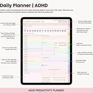 ADHD Digital Planner, Adult ADHD Planner, 2026 Digital Planner, Neurodivergent Planner, Daily ADHD Planner, Goodnotes Planner, Adhd Planner