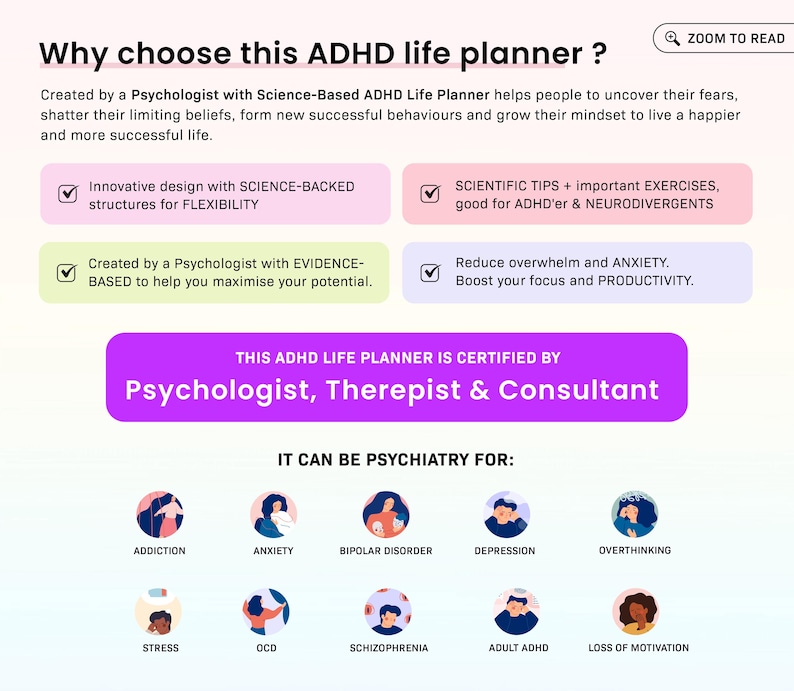 ADHD Digital Planner (made by an ADHD Coach) for Goodnotes, iPad & Android. Adhd Digital Planner, Planner Adhd, Adult ADHD daily planner