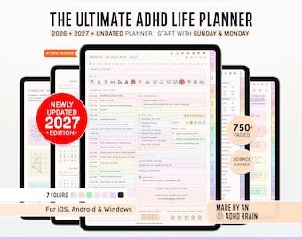 ADHD Digital Planner (made by an ADHD Coach) for Goodnotes, iPad & Android. Adhd Digital Planner, Planner Adhd, Adult ADHD daily planner