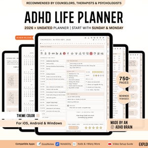 ADHD Digital Planner, ADHD Daily Planner, Adhd GoodNotes Planner, Adhd Adult Planner, Planner Adhd, 2026 Digital Planner, Adhd Life Planner