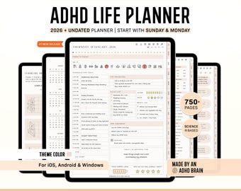 ADHD Digital Planner, ADHD Daily Planner, Adhd GoodNotes Planner, Adhd Adult Planner, Planner Adhd, 2026 Digital Planner, Adhd Life Planner