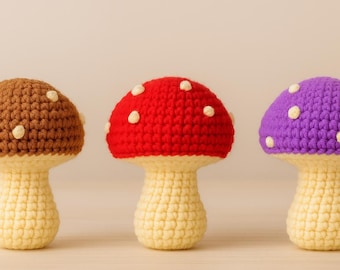 Cute Crochet Mushroom Plush Amigurumi Nature Decor Forest Gift