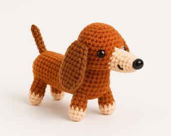 Crochet Dachshund Plush Handmade Sausage Dog Toy Gift for Dog Lovers