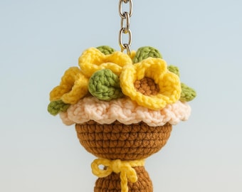 Adorable Crochet Sunflower Bouquet Plush Mom Teacher Home Decor Gift