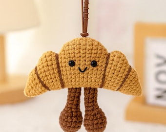 Cute Crochet Croissant Plush Amigurumi Food Toy Bakery Pastry Gift