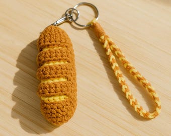 Cute Crochet Baguette Keychain Bread Charm Bag Accessory Gift