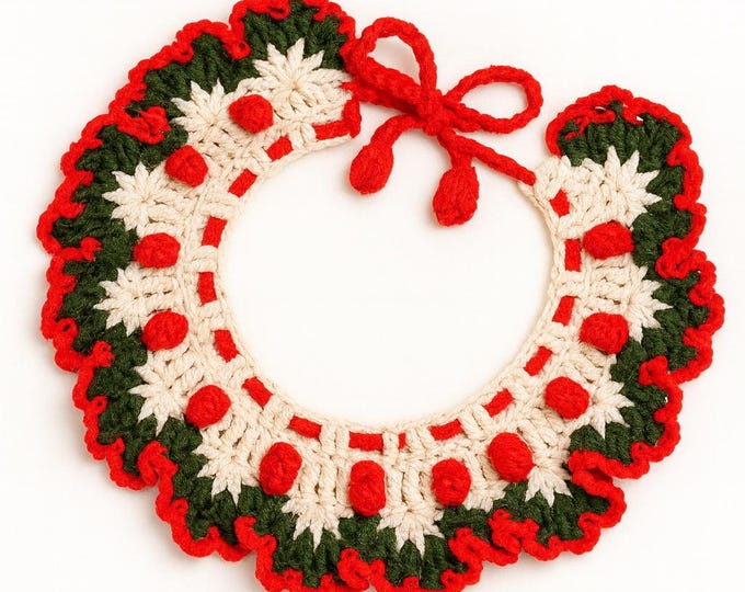Featured listing image: Cute Crochet Christmas Pet Collar Holiday Dog Cat Scarf Gift