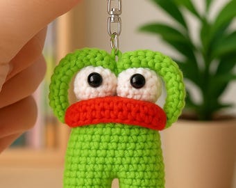 Crochet Frog Keychain Handmade Kawaii Amigurumi Cute Plush Gift