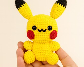 Adorable Anime-Inspired Crochet Pikachu Plush Keychain Bag Charm Gift
