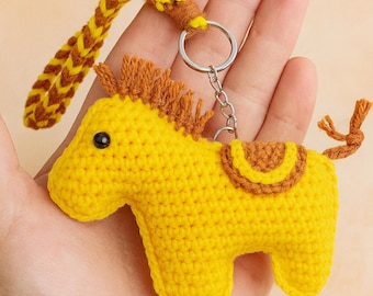 Crochet Horse Keychain Handmade Animal Charm Custom Colors