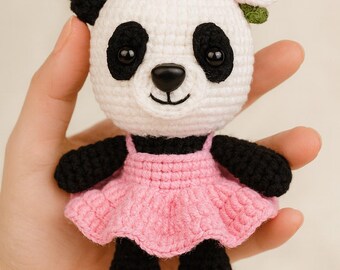 Cute Ballet Panda Amigurumi Plush Keychain Backpack Charm Gift