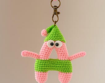 Crochet Alphabet Keychain Handmade Initial Bag Charm Personalized Gift