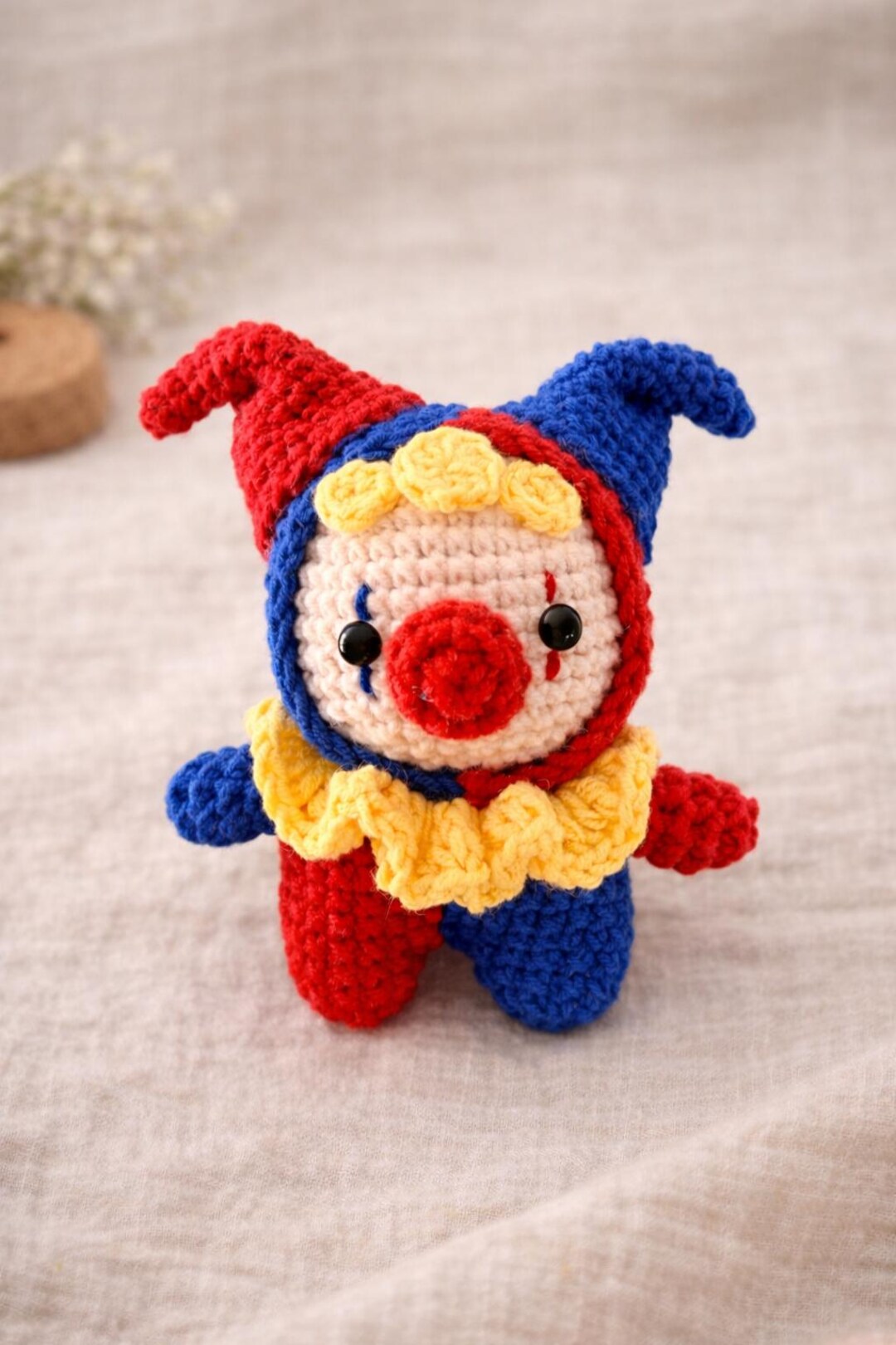 Jester Key Chain Crochet Jester Keychain, Cute Clown Bag Charm, Amigurumi Plush Pendant ...
