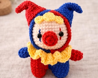 Crochet Jester Keychain, Cute Clown Bag Charm, Amigurumi Plush Pendant, Backpack Accessory, Unique Handmade Gift