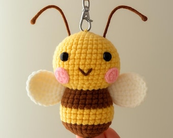 Adorable Kawaii Crochet Bee Plush Keychain Amigurumi Bag Charm Gift