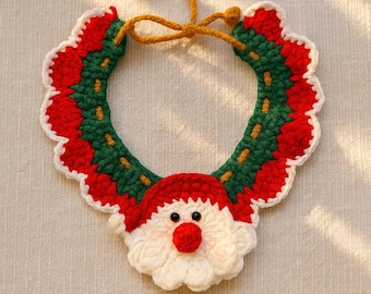 Cute Crochet Santa Pet Collar Ornament Kawaii Holiday Charm
