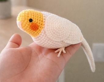 Handmade Crochet Parrot Plush with Long Tail, Amigurumi Bird Soft Toy Gift