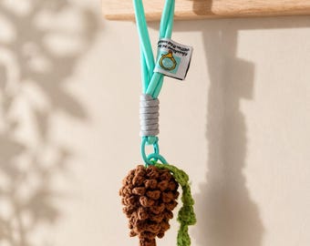 Pinecone Crochet Keychain, Outdoorsy Dad Father’s Day Gift, Car Charm