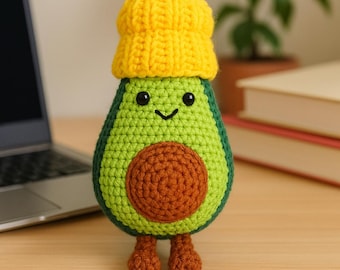 Crochet Avocado Plush Handmade Amigurumi Fruit Toy Home Decor Gift