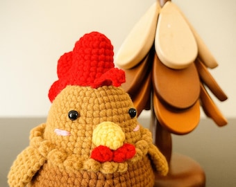 Rooster Plush: Handmade Crochet Farm Animal Toy, Unique Gift for Chicken Lovers