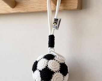Crochet Soccer Ball Keychain & Car Charm – Handmade Football Bag Accessory Gift
