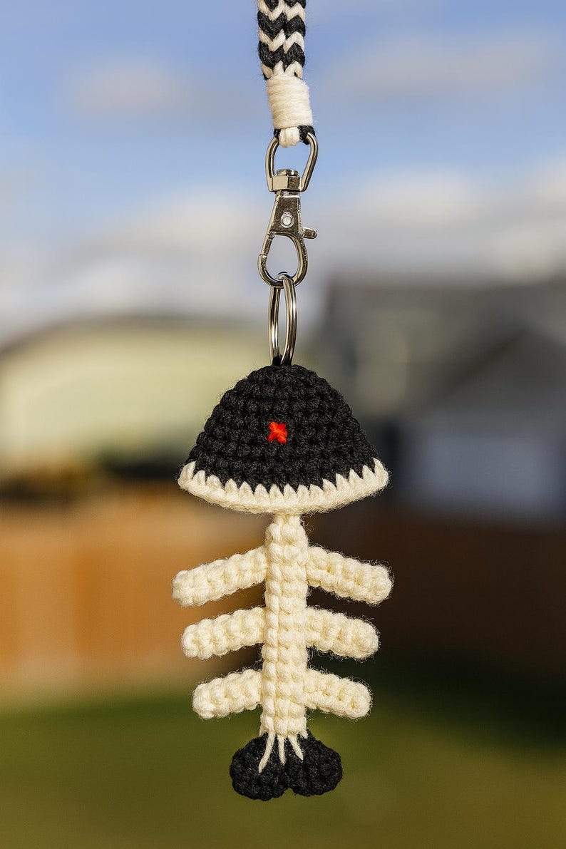 Fish Bone Keychain Crochet Fishbone Keychain Handmade Minimal Bag Charm Gift - Etsy