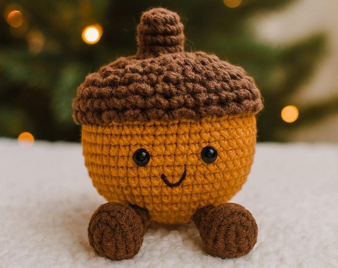 Featured listing image: Adorable Crochet Acorn Plush Toy Kawaii Amigurumi Fall Decor Gift