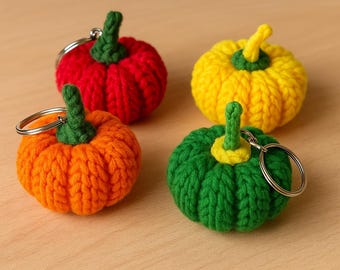 Crochet Pumpkin Keychain Handmade Amigurumi Fall Bag Charm Gift
